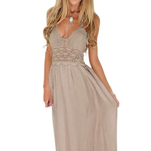 Dresses & Skirts - 🆕Crochet Backless Bohemian Halter Maxi Dress